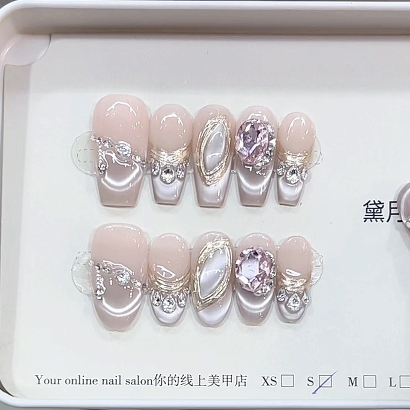Nai Zi 手作りウェアラブル夏の新しい重力ジルコンフレンチライトキャットアイ気質ネイルアートパッチ|undefined
