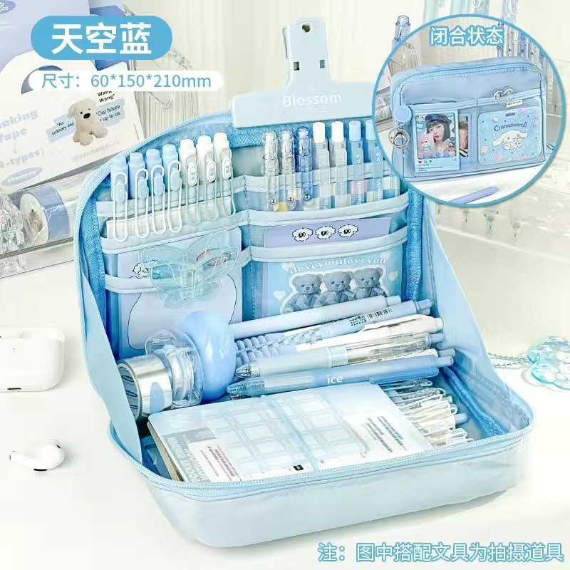 Nueva caja de lápices de gran capacidad de 12 capas de alto aspecto dopamina chica papelería caja de lápiz de almacenamiento de estudiantes de secundaria