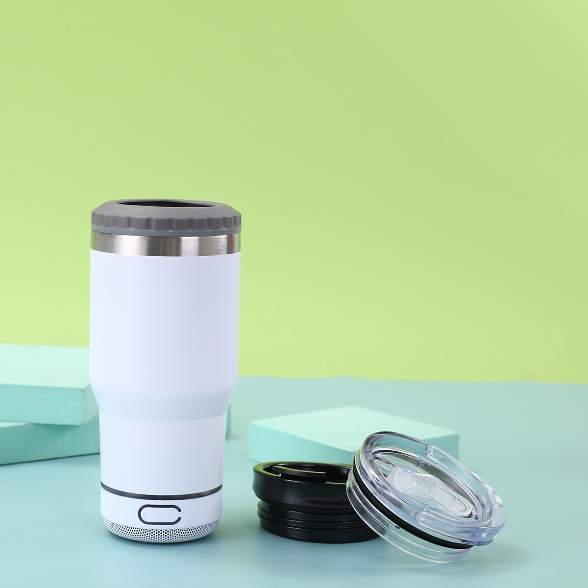 Cross-border 304 taza de acero inoxidable de alto valor visual taza de audio Bluetooth vacío doble taza de automóvil portátil
