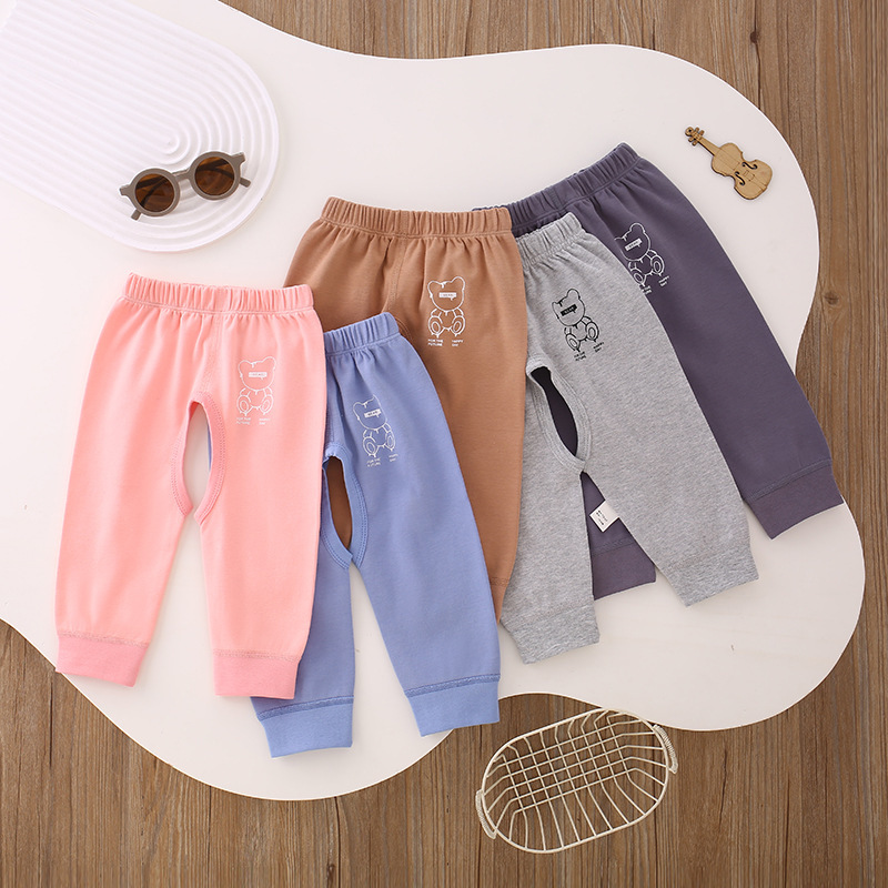Baby Pants Spring and Autumn Outer Wearing Pure Cotton Crotch Pants for Boys and Girls 1-2 Years Old Children's Summer Pants Split