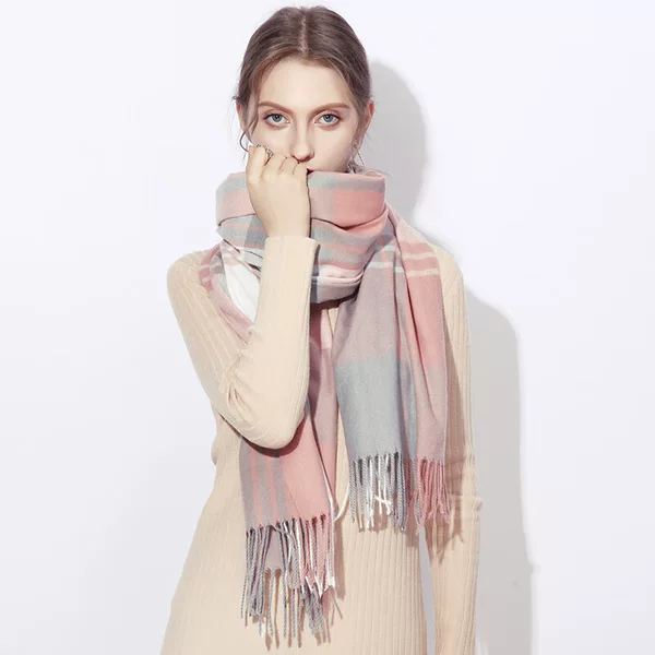 Da Vinci Code Fashion Korean Style Plaid Shawl Scarf for Women Autumn and Winter Warm Shawl Imitation Cashmere Dual-Use Scarf