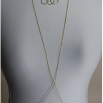 Estilo europeo chapado en oro plateado cuerpo cadena círculo colgante collar bikini playa cuerpo cadena joyería a juego