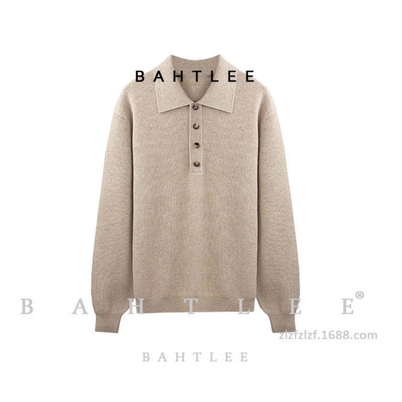 Autumn and Winter High-Quality 10% Cashmere 90% Wool L Classic Polo Collar Men's Knitted Sweater with Natural Horn Buttons Autumn and Winter High-Quality 10% Cashmere 90% Wool L Classic Polo Collar Men's Knitted Sweater with Natural Horn Buttons