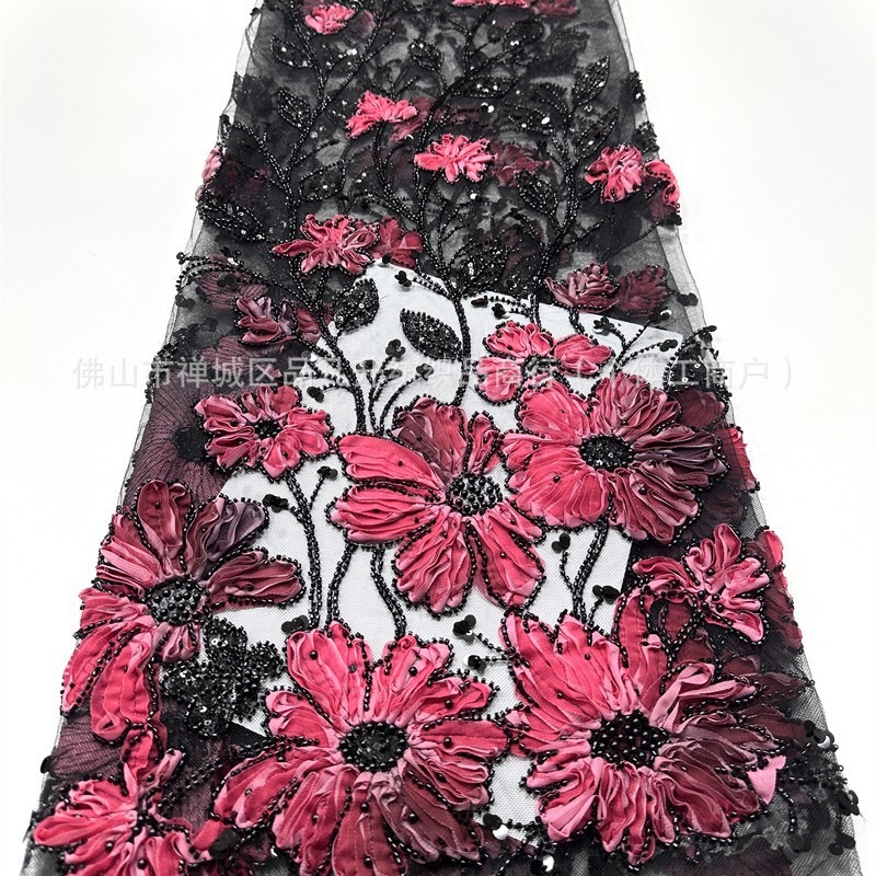 Moda industria pesada Gaoding vestido de boda vestido de cena cheongsam tela tridimensional tablero de chiffon tela bordada