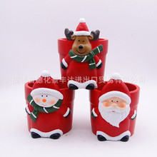 跨境新款圣诞花盆水泥工艺品多肉花盆圣诞节雪人老人鹿装饰品摆件