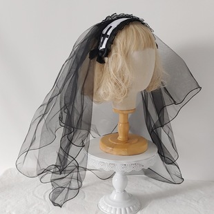 Halloween black retro veil veil tiara cross religious veil comic exhibition shot mid-length veil