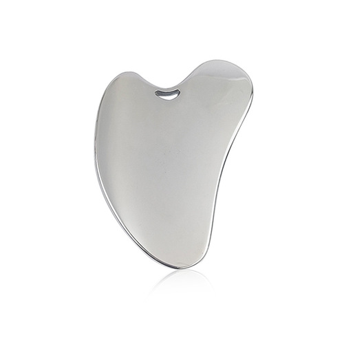 New metal zinc alloy guasha board for face, silver stainless steel face guasha board