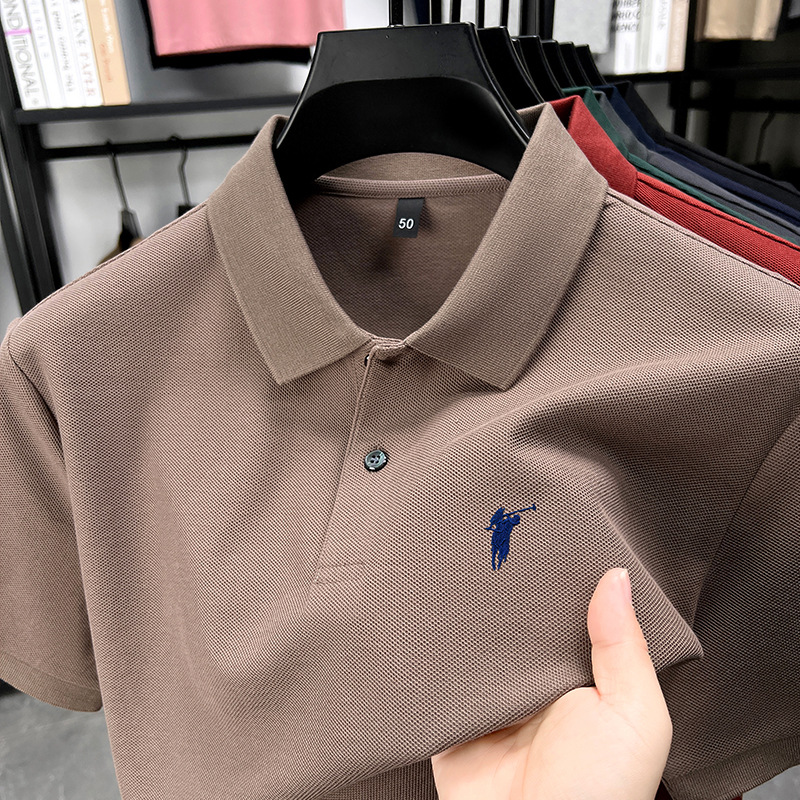 Polo Shirt Short-Sleeved Men's Paul Short-Sleeved T-Shirt Men's 100% Cotton Summer New Embroidered Horse Logo Polpolo Shirt Men