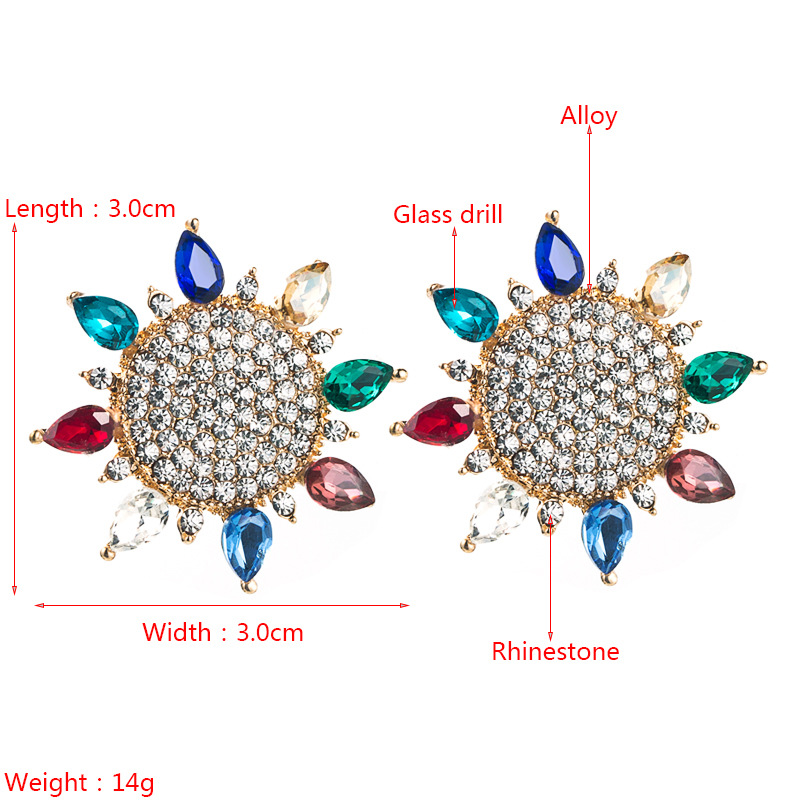 Fashion Brand New Design Alloy Rhinestone-studded Sunflower Earrings display picture 1