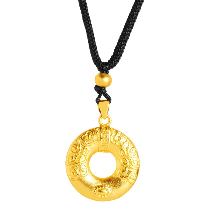 Oro Ruyi anillo collar círculo joyería de las mujeres elegante todo partido antiguo arte de Latón chapado en oro suministro directo de fábrica