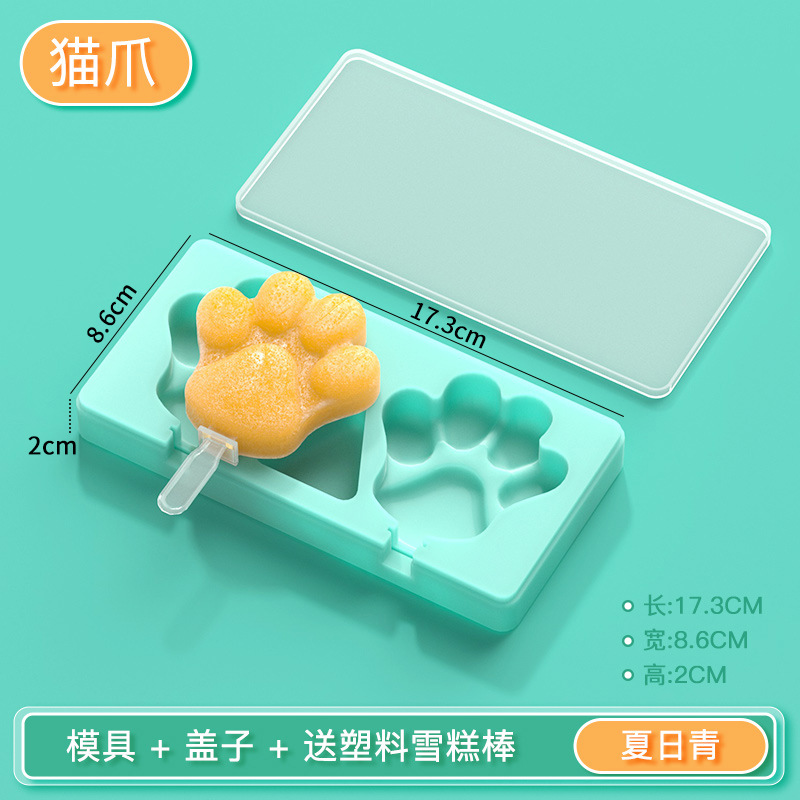 En stock 2 colores helado molde de silicona garra de gato pie chica helado DIY molde de helado casero en stock al por mayor