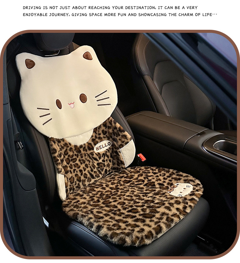 Cute Cat Car Seat Cushion Plush Winter Warm Car Comfortable Seat Cushion Creative Cartoon Car Seat Cover