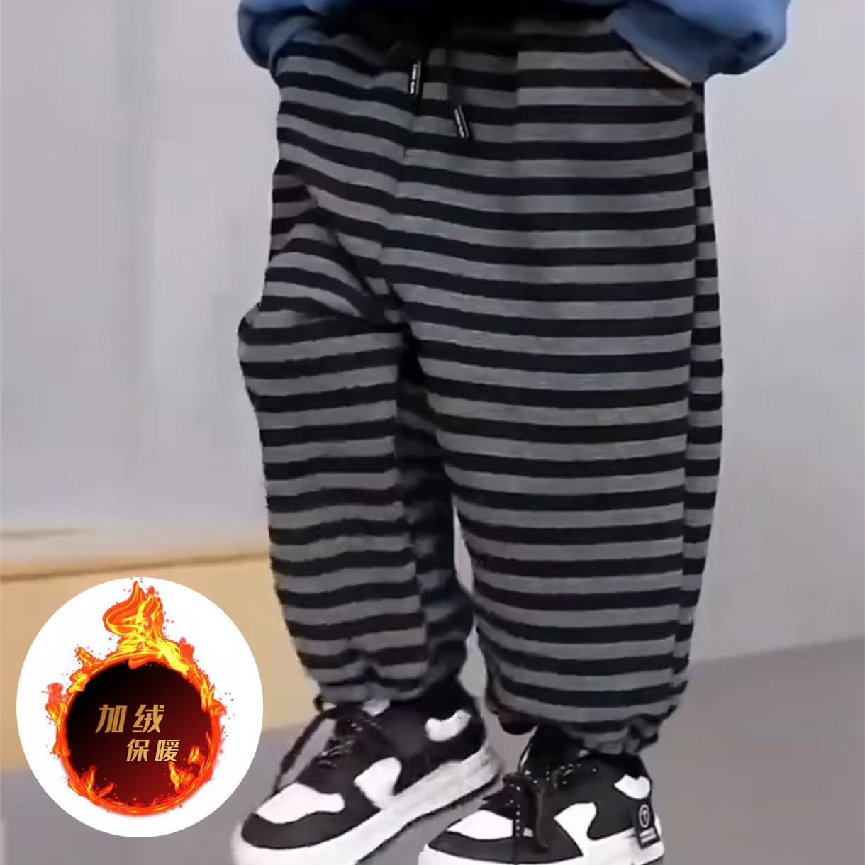 儿童德绒长裤2024秋冬季新款儿童韩版洋气百保暖休闲束腿裤卫裤