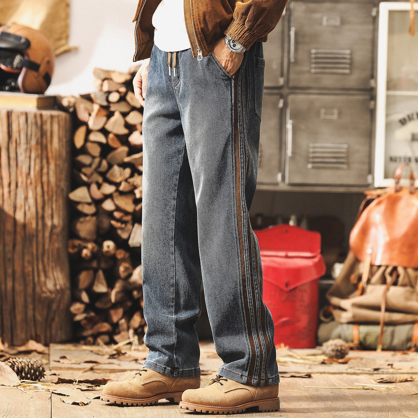 Retro autumn demi-season design jeans
