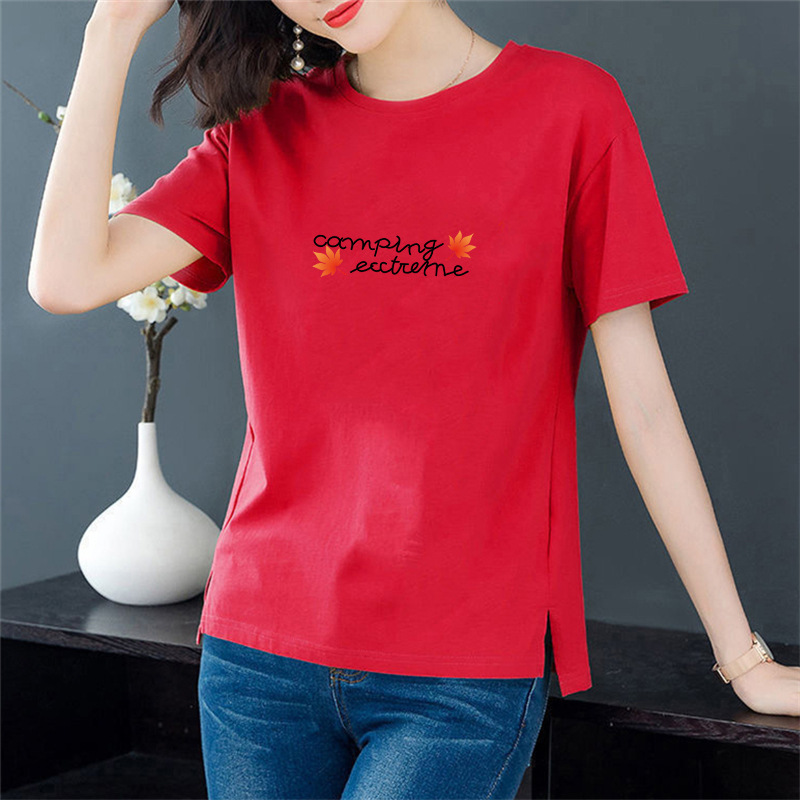 Summer cotton elegant base body-friendly T-shirt with a round collar