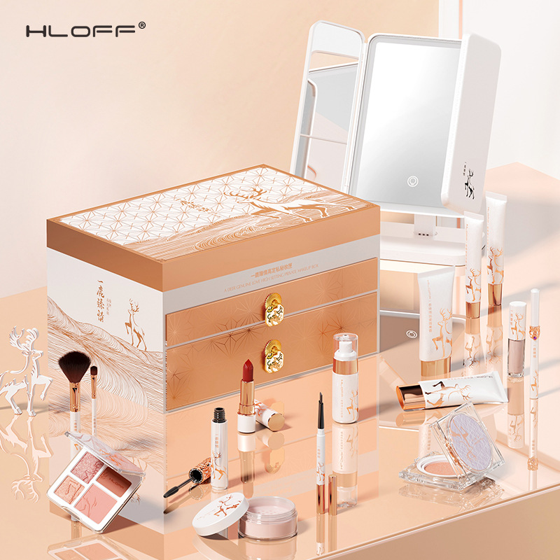 聖誕節一鹿臻情十六件套彩妝套裝帶化妝鏡七夕生日驚喜禮物盒