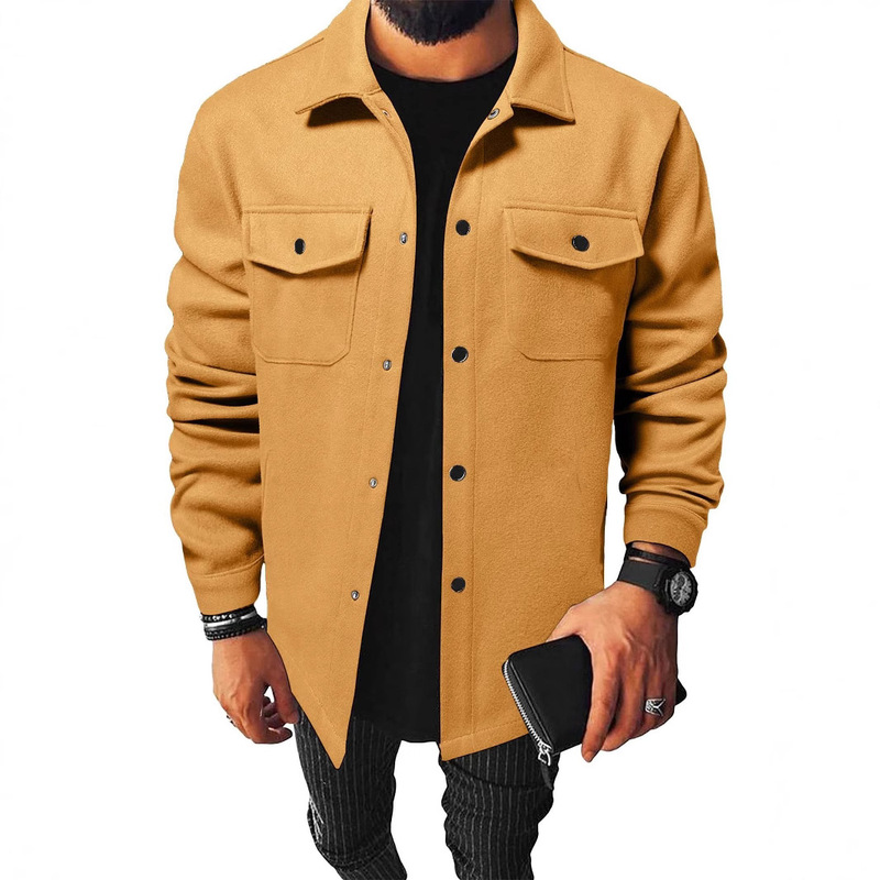 2023 Enter Amazon Autumn and Winter New European and American Men's Clothing Youth Casual Men's Shirts Spot Brushed