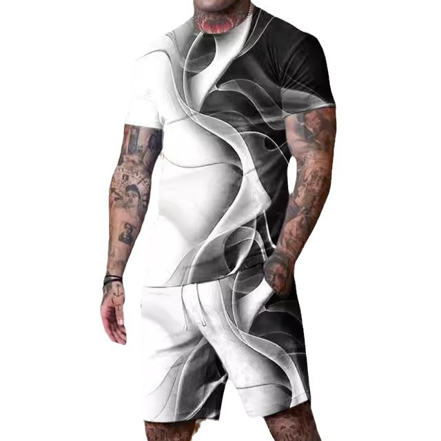 Conjunto de camisetas para hombre y mujer, moda deportiva con estampado Digital 3D, informal, más fácil para combinar, conjunto de dos piezas a la moda, 2024