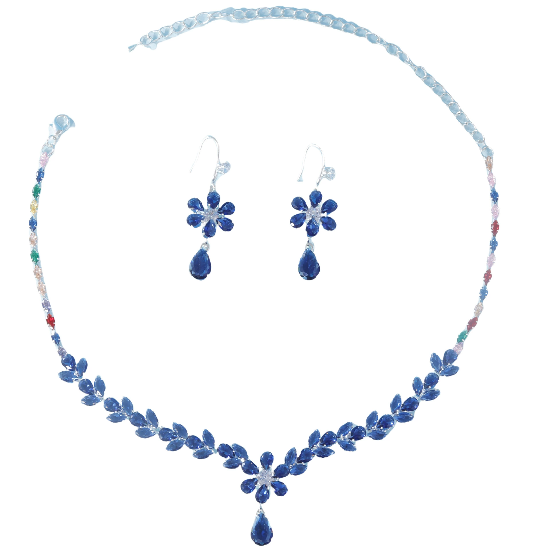 Zirconium, pendant, necklace, fashionable earrings, universal jewelry, European style, flowered