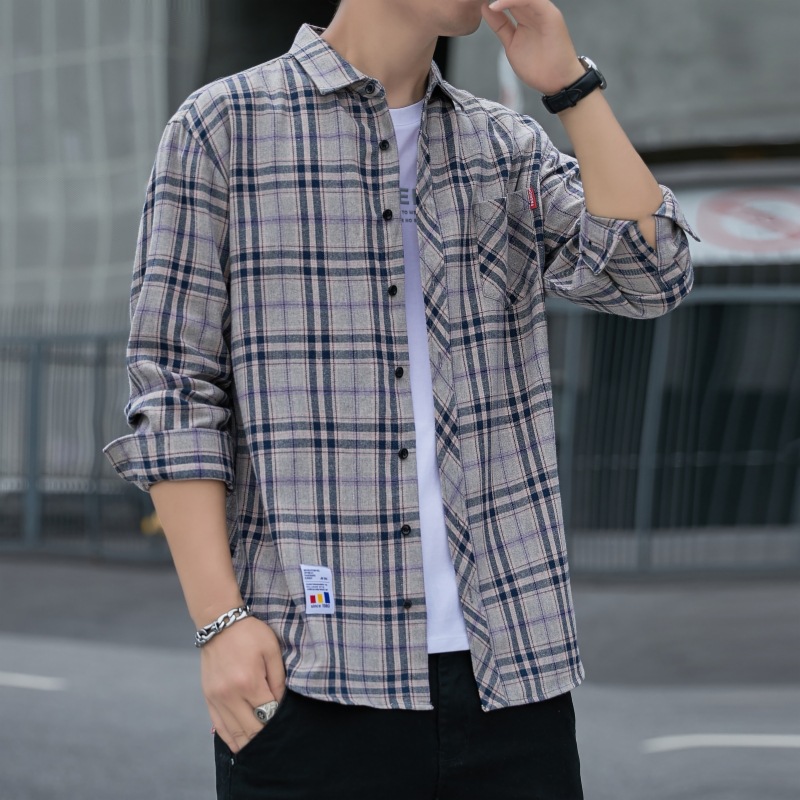 Diyu Dragon hombres camisa a cuadros abrigo suelto 2023 Otoño e Invierno de manga larga casual Top hombres camisa niños