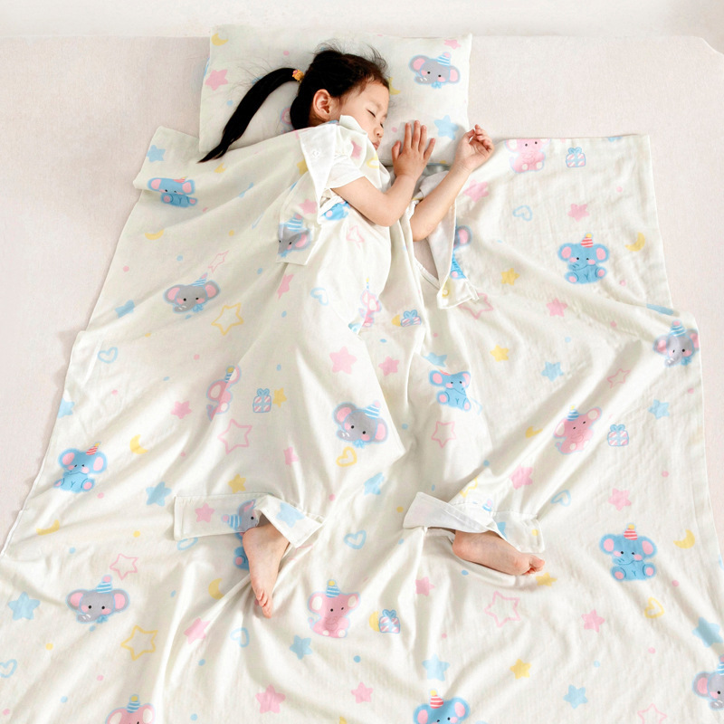 Class a Pure Cotton Gauze Kidsren's Sleeping Bag Baby Anti-Kick Quilt Belly Protection Blanket Summer Cool Quilt Air-Conditioned Quilt Belly Protection Artifact