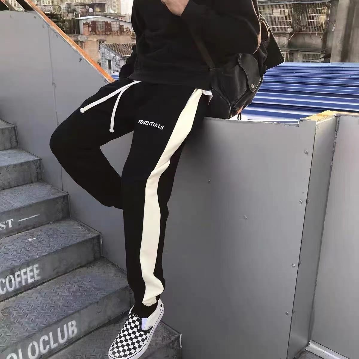 FOG复线ESSENTIALS加绒长裤高街运动宽松休闲拼接束脚卫裤男女潮