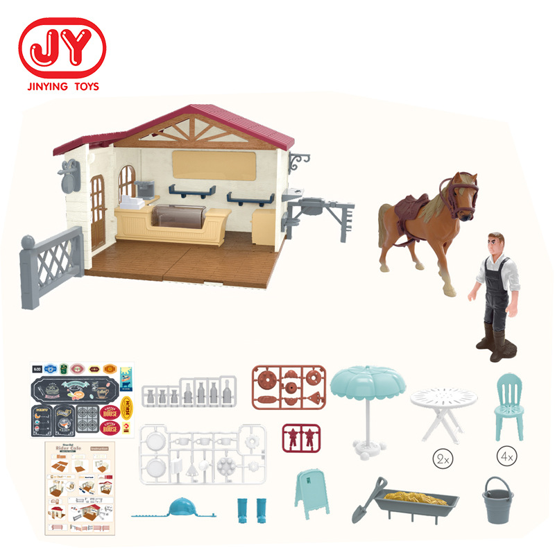 Simulación modelo de caballo para niños Coffee House modelado bandeja de arena escritorio cafetería pequeña escena decoración juguete