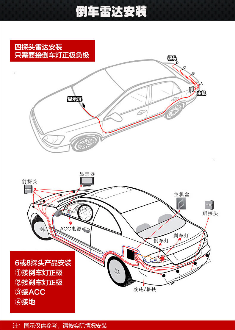 Universal Car Voice-Activated Buzzer Reversing Radar with Integrated Reversing Camera, 8 Sensors Front and Rear, Direct Supply from the Manufacturer