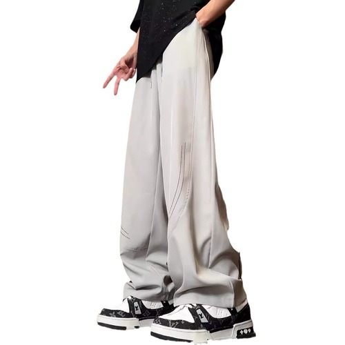 Slim Fit Loose Straight Leg Pants for Men - Cold Sensation Ice Silk Pants, Suitable for Spring, Summer, Autumn, and Winter - Thin and Casual Streetwear Brand Large Size Wide Leg Straight Pants
