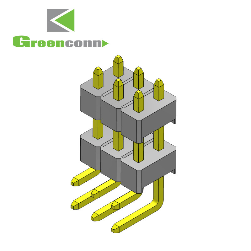 Greenconn连接器间距2.54双排排针连接器双排双塑2-40P平行PCB板