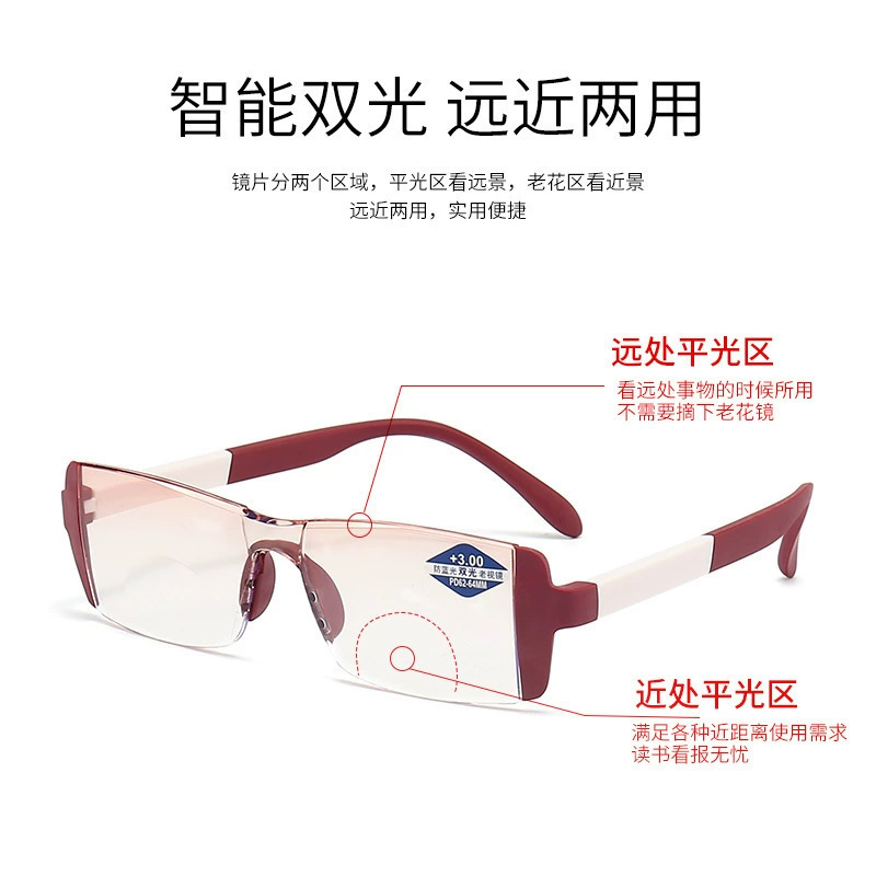 Gafas de lectura de doble luz para hombres, lejanos y cercanos, anti-luz azul, resistencia a la fatiga, alta definición, gafas antiguas de mediana edad y ancianos de alta definición, ojos femeninos