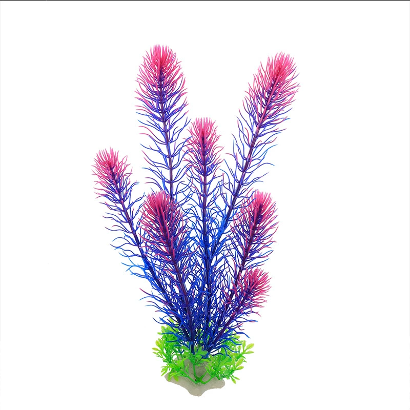 Aquarium decor, aquatic plants, fuchsia artificial leaves, artificial plants