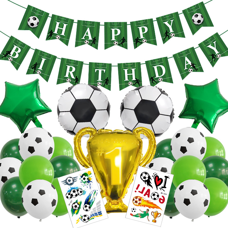Cross-border new football award flag balloon digital aluminum film set baby birthday party decoration scene layout