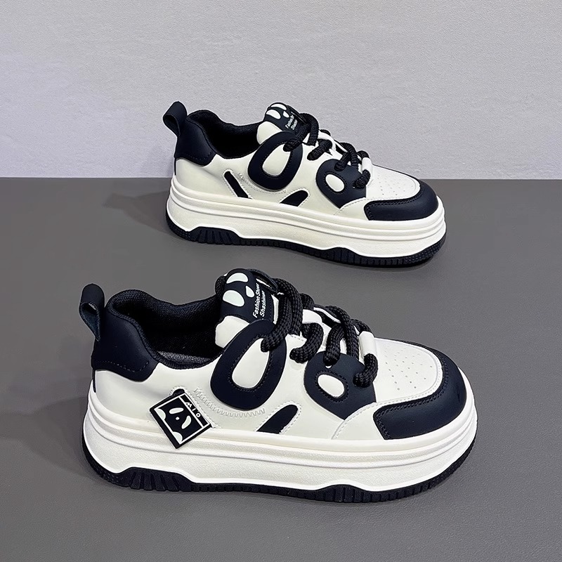 Damen Sneaker Mit Dicker Sohle In Schwarz Und Weiß_voghion.com