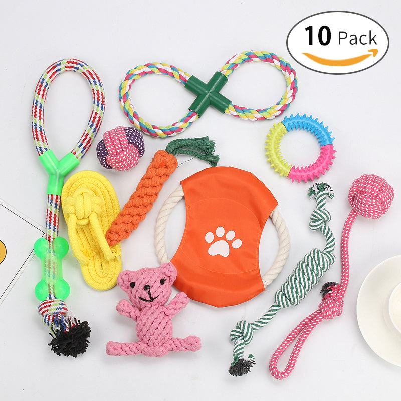 El popular juego de juguetes para la dentición de perros de Amazon, juguete de cuerda de algodón para mascotas, resistente a las mordidas, alivia el aburrimiento, suministra juguetes de autoentretenimiento.