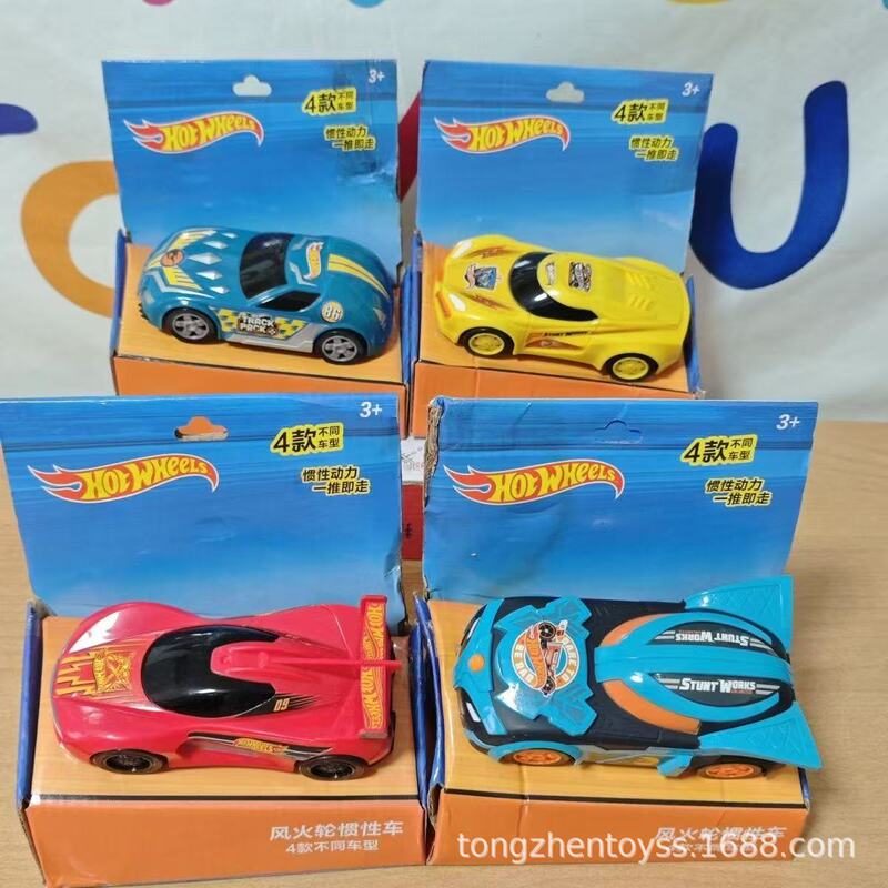 Hot Wheels Inertial Sliding Car Model, Resistant to Collision and Falls, No Batteries Required, 4 Different Models. Car Models as Gifts for Boys