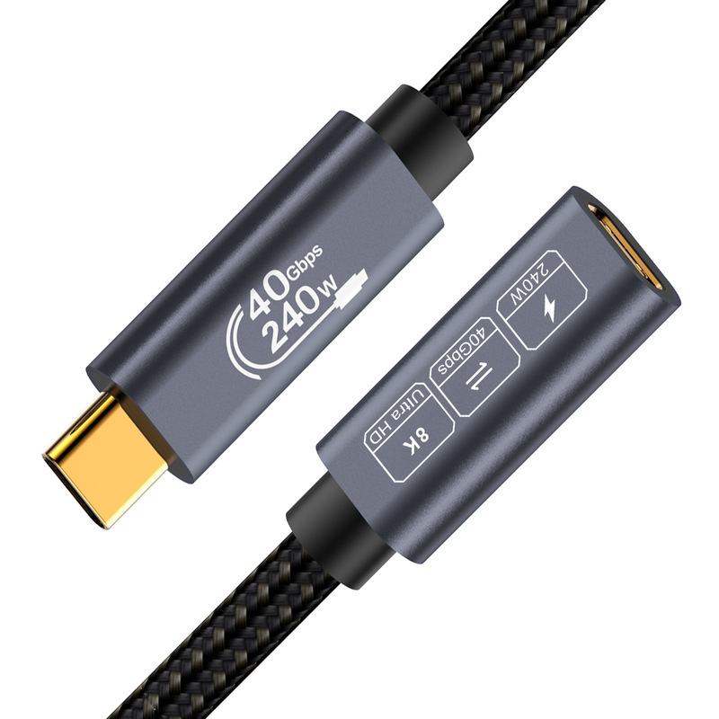 Usb4 Extension Cable Typec Data Transmission Cable Pd240W40G Mobile Phone Notebook Hd Video Cable 8K60Hz