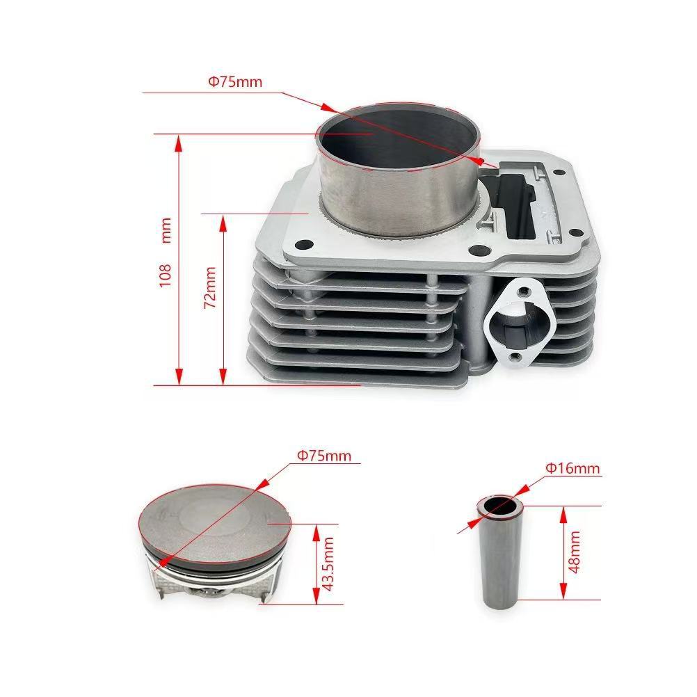 Kewei Pr300 Zongshen Engine Zs175Fmn Pr300 75mm Cylinder Block Piston Cylinder Set