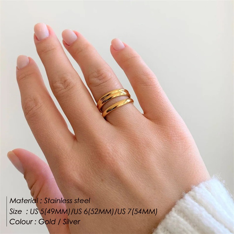Waves Pattern Women's Men's Hip-Hop Punk Rings Waves Stainless Steel Men Signet Rings