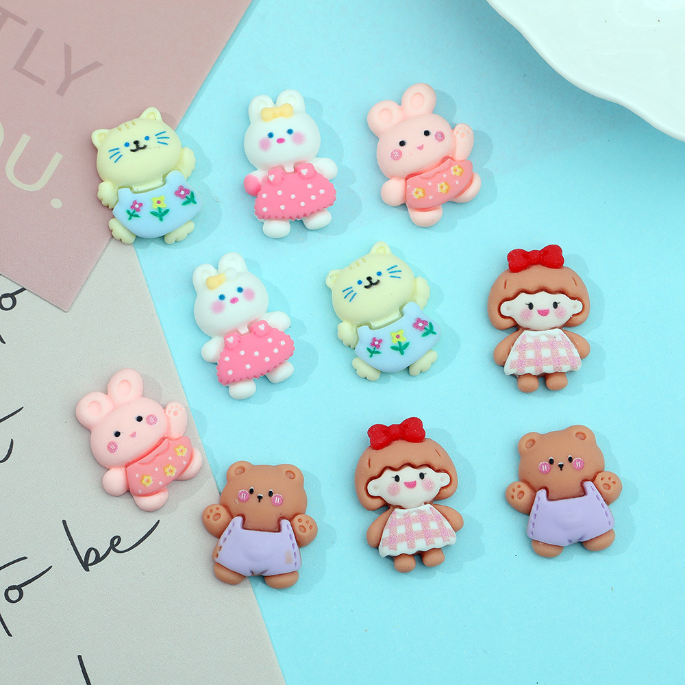 Cartoon animal conejito DIY resina accesorios pegamento crema teléfono móvil Shell agujero zapatos hebilla accesorios para el cabello parche material al por mayor