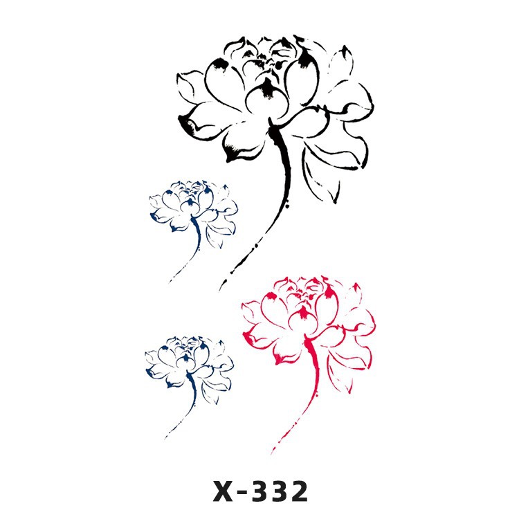 Arco de flor pequeña pegatinas de tatuaje fresco 3D dibujos animados transfronterizo Henna rosa impermeable texto en inglés pegatinas de tatuaje