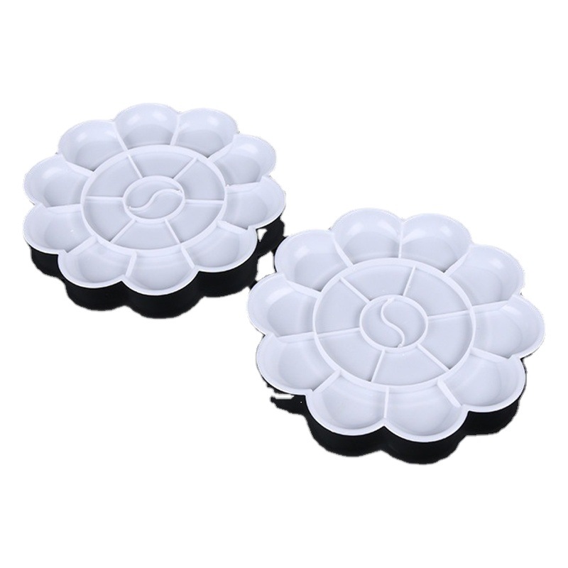 Art Palette White Plum Blossom-Shaped Painting Watercolor Paint Palette Multi-Compartment Paint Box Palette Oil Painting Frame