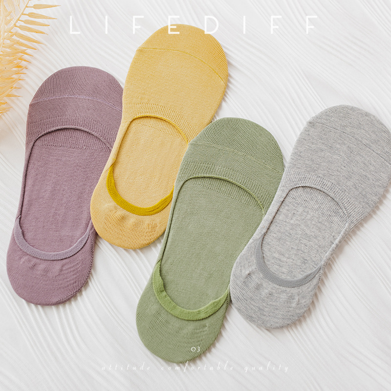 LIFEDIFF Summer Thin Socks Women's Cotton Socks Japanese Style Women's Boat Socks Shallow Mouth Low-cut Invisible Socks 21207