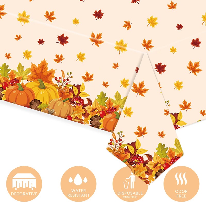 Spot Autumn Thanksgiving Tablecloth Party Decoration Supplies Turkey Maple Leaf Pumpkin Tablecloth Party Decoration Set