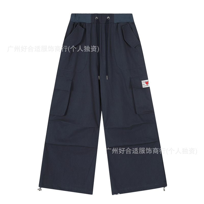 In-Stock 25 American Retro Wide-Leg Multi-Pocket Cargo Pants Autumn New Casual Straight-Leg Long Pants
