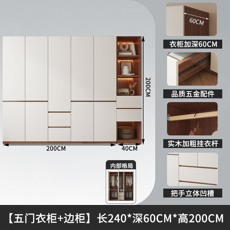 Fábrica directa armario de madera sólida dormitorio doméstico colgante completo sin instalación simple puerta abierta gabinete conjunto ligero image 14