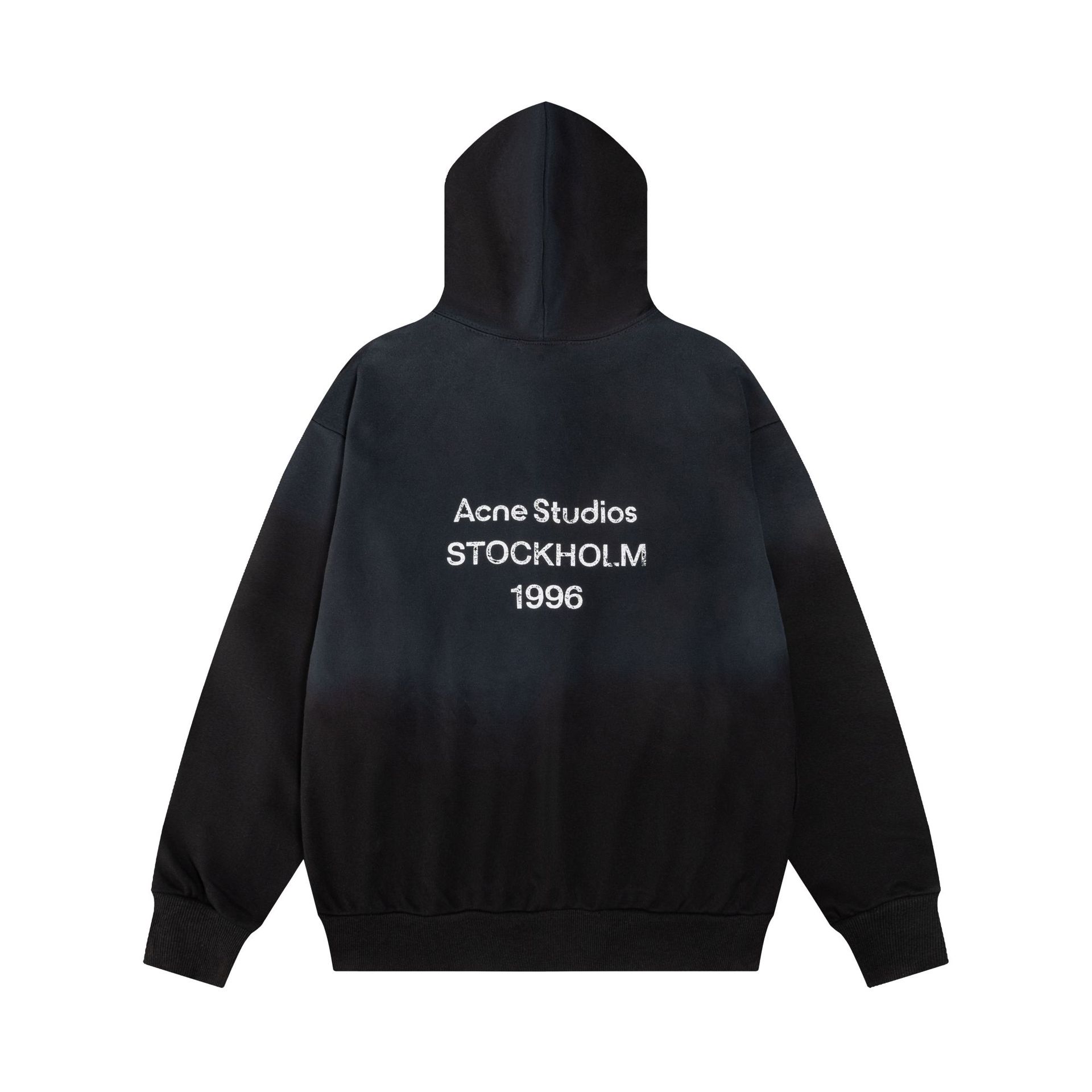 Acne Studios 1996 Logo Wash Distressed Hoodie Black