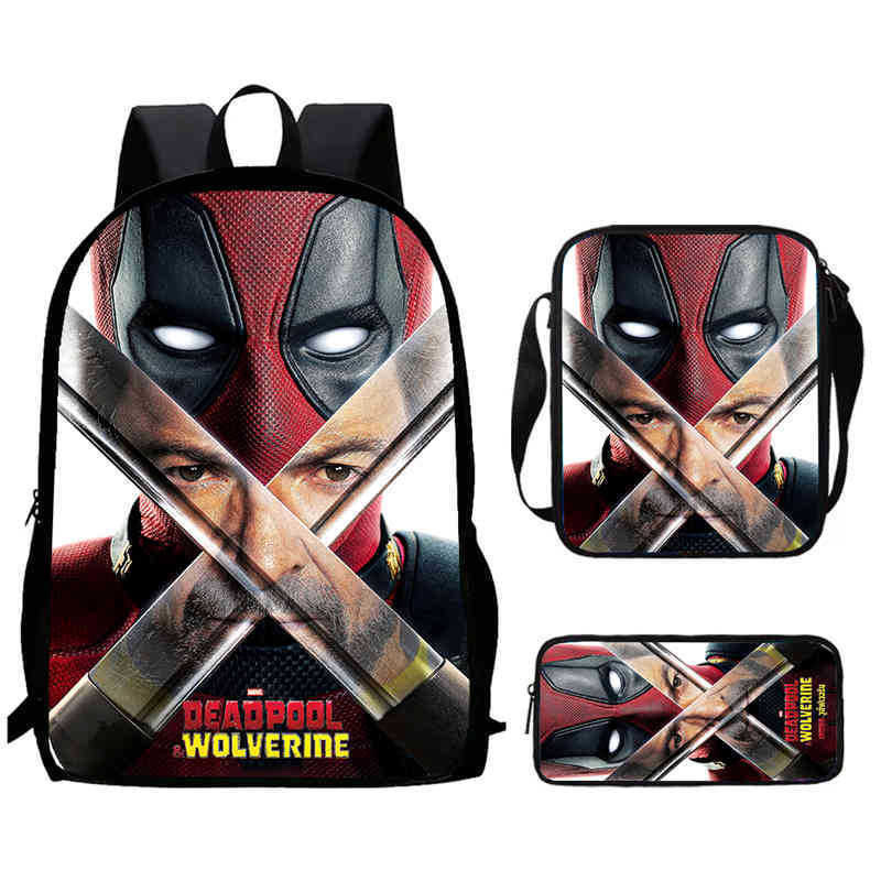 Nuevo deadpool Deadpool paquete de comida de tres piezas bolsa de lápices estudiante mochila de bebé Amazon lindo todo fósforo portátil