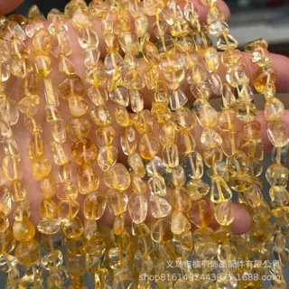 天然黄水晶不定型随形碎石串珠子 手链项链半成品diy饰品配件批发