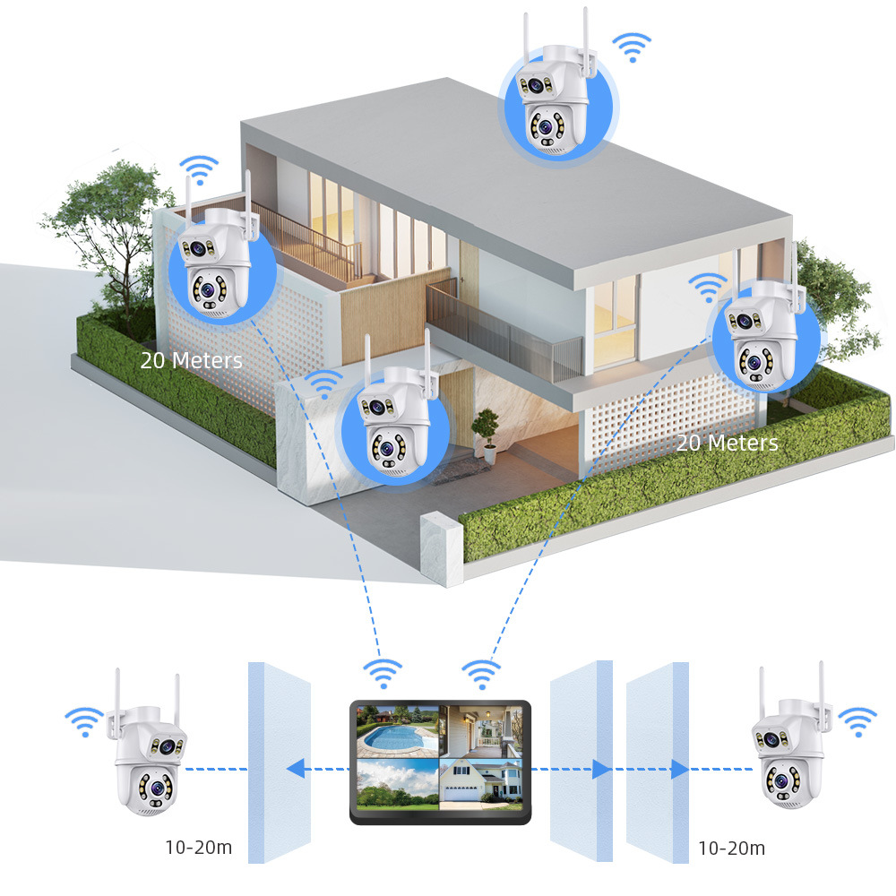 ICSEE 8MP WiFi NVR Seti Çift Lensli PTZ IP Kamera 8CH Akıllı Ev Gece Görüş